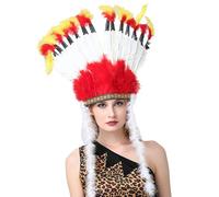 Dasbsug Indian Hairband Carnivals Party Headband FatTuesday Feathered Hairhoop For Stage Perfromances Cultural Celebration Party Theme Headdress