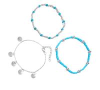 Dasbsug Multilayer Beach Anklet Stackable Foot Jewelry with Starfishes Shell Alloy Beads and Imitation Pearls Chain Layering Beach Vacation with Shell Charm