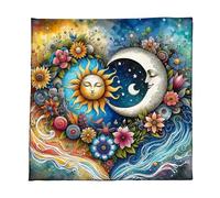 Dasbsug Portable Meditations Tablecloth Sun And Moon Pattern Tarots Mat Game Accessories For Gatherings Easy To Carry Design Tarots Reading Mat