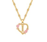 Dascus Initial Heart Necklace For Women Gold Heart Letter Chain A-Z Name Alphabet Pendant Necklaces Jewelry For Women Girl Gifts, 18*20mm, Gold, No Gemstone