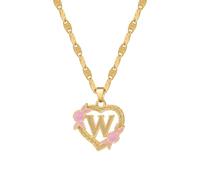 Dascus Initial Heart Necklace For Women Gold Heart Letter Chain A-Z Name Alphabet Pendant Necklaces Jewelry For Women Girl Gifts, 18*20mm, Gold, No Gemstone