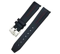 DASEB 18mm 19mm 20mm 21mm 22mm Rubber Watchband For Omega Sxwatch Seamaster Speedmaster Planet Ocean Tissot Curved End Rubber Strap(Black Red,22mm)