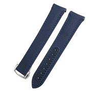 DASEB 19mm 20mm 21mm Canvas Leather Bottom Watchband for Omega Seamaster 300 Speedmaster AT150 Planet Ocean Nylon Watch Strap(Blue Blue,21mm)