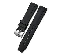 DASEB 19mm 20mm 21mm Rubber Silicone Watchband Fit， For Longines Conquest HydroConquest L3 Waterproof Watch Strap Pin/Folding buckle(Black Pin Buckle,20mm)