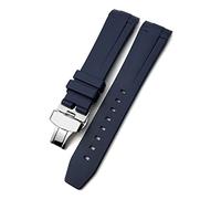 DASEB 19mm 20mm 21mm Rubber Silicone Watchband Fit， For Longines Conquest HydroConquest L3 Waterproof Watch Strap Pin/Folding buckle(Blue Folding Buckle,19mm)