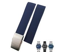 DASEB 19mm 20mm 21mm Rubber Watchband,For Longines Master Conquest HydroConquest L3 Black Gray Blue Silicone Waterproof Watch Strap(Blue Silver,20mm)