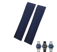 DASEB 19mm 20mm 21mm Rubber Watchband,For Longines Master Conquest HydroConquest L3 Black Gray Blue Silicone Waterproof Watch Strap(Blue Without Buckle,19mm)