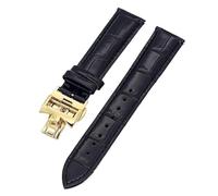 DASEB 19mm 20mm 22mm Double-sided cowhide Watch Bands For Vacheron VC Watch Strap Constantin For Men And Women Cow Leather Bracelets(Black Golden clasp,22mm)