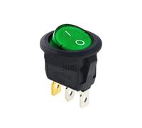 DASEB 1PCS/5pcs 12V / 220V led switch Light Switch Power Switch Car button lights ON/OFF 3pin Round Rocker Switch(Green,12V_5PCS)