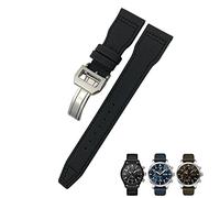 DASEB 20mm 21mm 22mm Nylon Calfskin Watchband Fit For IWC Big Pilot IW377714 Mark18 SPITFIRE Nylon Real Leather Strap(Black line,21mm gold clasp)