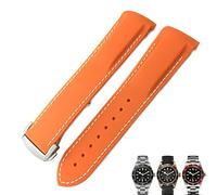 DASEB 20mm 22mm Rubber Folding Buckle Watch Strap Black Blue Red Watch Bands for Tudor Black Bay for Men Bracelet(Orange white,22mm)