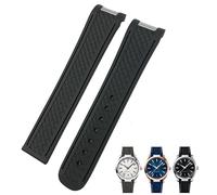 DASEB 20mm Curved End Rubber Watchband for Omega Seamaster 300 AT150 Aqua Terra 8900 Speedmaster Silicone Watch Strap Tools(Black Black No clasp)