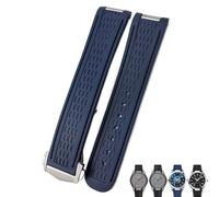 DASEB 20mm Curved End Rubber Watchband for Omega Seamaster 300 AT150 Aqua Terra 8900 Speedmaster Silicone Watch Strap Tools(Blue Blue Pointed 1)