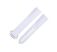 DASEB 20mm Curved End Watch Band For Omega Strap For AT150 Seamaster 300 Planet Ocean De Ville Speedmaster New White High Density Nylon Cowhide Watchbands(White 6)
