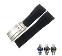 DASEB 21mm Silicone Rubber Watch Band Replacement for Role Rolex DEEPSEA Sea-Dweller 126660 Blue Black Diving Sport Strap Free Tools(Black line,20mm)