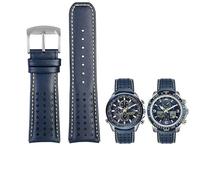 DASEB 22mm 23mm Blue color Genuine Leather Watchband Strap Men's Watchband For Citizen AT8020-54L/JY8078 with folding buckle bracelet(Blue yellow silver,23mm)