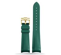 DASEB 22mm Natural Rubber Silione watch band Special for Tudor Black Bay GMT Curved End Pin/Folding buckle Black Red greenWrist Strap(Green gold)
