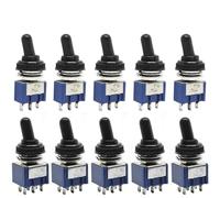 DASEB 5pcs MTS-102 103 MTS-202 203 6mm Mini Blue Toggle Switch 6A 125VAC on-on SPDT DPDT on-off-on Switch with Waterproof Cap(MTS-103)