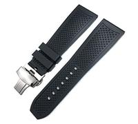 DASEB For CALIBRE DE CARTIER TANK SOLO SANTOS DE Waterproof Silicone Watch Strap Rubber Watchbands 22mm 23mm 24mm(Black Fold Buckle,24mm)