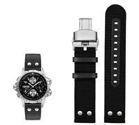 DASEB For Hamilton Khaki aviation Watch H77616533 H70615733 Watch Strap Men WatchBand Beyond wind speed series nylon canvas 20mm 22mm(Black silver fold)