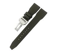 DASEB For IWC Le Petit Prince Big Pilot IW3777 Black Sport Fiber Canvas Watch Strap 20mm 21mm 22mm Nylon Leather Watchband(Green Square buckle,21mm)