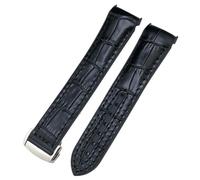 DASEB For Omega Seamaster 300 Planet Ocean AT150 Watch Strap 21mm 22mm Curved End Blue Red Fabric High Density Nylon Rubber Watchband 19mm 20mm(Black leather black,20mm)