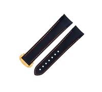 DASEB For Omega Strap AT150 Seamaster 300 Planet Ocean De Ville Speedmaster Curved End Watch Band 20mm Black Orange Line High Density Nylon Cowhide Watchbands(Blue 3)