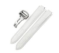 DASEB Genuine Leather Watchband 14mm 16mm 18mm 20mm 22mm For Ballon Bleu De Cartier Convex Type Colorful Calfskin Watch Strap(White,14mm)