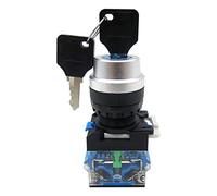 DASEB LA38-11Y/2 Y/3 22mm Knob Selector Rotary Lock Key Switch 2 3 Position 1NO1NC 2NO with 2 Keys Latching Push Button Switch(2 position)