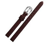 DASEB Lizard print cowhide leather watchband for ladies replacement watch white red Ultra-thin strap 6 8 10 12 14 16mm(Brown silver buckle,12mm)