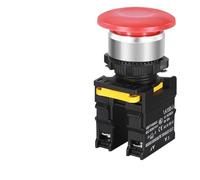 DASEB Mushroom Button Switch Waterproof Latching Momentary Self Reset Locking Panelboard Power Start Switch Red Green 10A 1NO1NC 22mm(Red,2NO2NC)