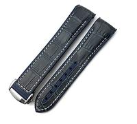 DASEB Rubber Nylon Leather Watchband 20mm 22mm 19 21mm For Omega Seamaster GMT Planet Ocean Diver 300 Orange Silicone Watch Strap(Blue white leather,21mm)