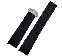 DASEB Rubber Watchband For TAG WAY201A/WAY211A 300|500 Wrist Strap 21mm 22mm Arc End Black Blue Watch Band With Folding Buckle(Black silver clasp)
