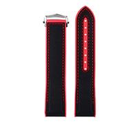 DASEB Silicone Nylon Watchband For Omega Seamaster 300 Speedmaster 8900 Planet Ocean 20mm 22mm 21mm Watch Strap Tools(Black red-B bucke,20mm)