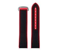 DASEB Silicone Nylon Watchband For Omega Seamaster 300 Speedmaster 8900 Planet Ocean 20mm 22mm 21mm Watch Strap Tools(Black red-A bucke,20mm)