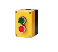 DASEB Waterproof Two Position Push Button Switch With Control Yellow Plastic Box Plastic NO NC Momentary Reset Electric Use(2 Position Konb-06)