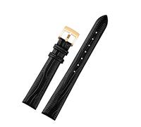 DASEB Women Genuine Leather watch strap For Armani AR1681 1683 1882 1926 1726 Thin Soft Wristband Watchbands(Black-gold buckle)