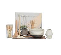 Dasellfa Macha Tea Set 8-Piece Matcha Set, Matcha Bowl Matcha Broom Matcha Chasen Matcha Strainer Made of Ceramic for Matcha Ceremonia (Mocha-Brown)