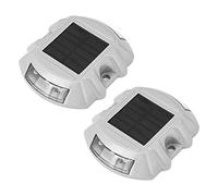 Dasertoe Reusable Solar Road, 2Pcs 6 LED Stud Lights Ground Garden Lawn Path Lights Deck Dock White Warning Lights