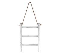 Dasertoe Wall- Towel Ladder Rustic Whitewashed Wood Countertop Ladder Farmhouse Decor Towels Rack with Adjustable Rope
