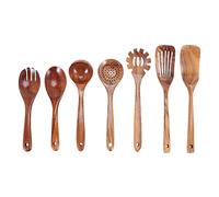 Dasertoe Wooden Kitchen Utensils Set, Wooden Spoons for Kitchen Spatula Set Teak Wood for Including 7 Pack