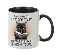Dasfie Funny Cat,I'm Going to Let God Fix It,11 oz Coffee Mug,Funny cat Ceramic Cup, Tea and Coffee Cups Gifts for Cat Lovers