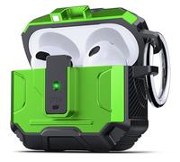 DASFOND Armor Earphone Cover Airpods 3 Generation Case, Military Grade Full Body Shockproof Protection Hard Case, Support Wireless Charging with Keychain, Magnetic Lid, Front LED Visible,Green