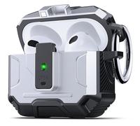 DASFOND Armor Earphone Cover Airpods 3 Generation Case, Military Grade Full Body Shockproof Protection Hard Case, Support Wireless Charging with Keychain, Magnetic Lid, Front LED Visible, Silver
