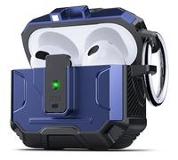 DASFOND Armor Earphone Cover Airpods 3 Generation Case, Military Grade Full Body Shockproof Protection Hard Case, Support Wireless Charging with Keychain, Magnetic Lid, Front LED Visible, Blue