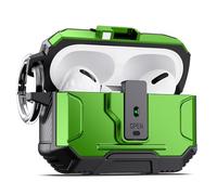 DASFOND Armor Earphone Cover Airpods Pro 2nd Generation Case, Military Grade Full Body Shockproof Protection Hard Case, Support Wireless Charging with Keychain, Magnetic Lid, Front LED Visible, Green