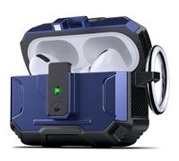 DASFOND Armor Earphone Cover Airpods Pro Case, Military Grade Full Body Shockproof Protection Hard Case, Support Wireless Charging with Keychain, Magnetic Lid, Front LED Visible, Blue