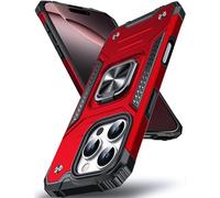 DASFOND Designed for 16 Pro Max Case with Stand, Enhanced 360° Rotatable Metal Ring Kickstand Military Grade Impact Resistant Shockproof Protective Phone Case Cover for iPhone 16 Pro Max, Red