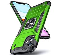 DASFOND Designed for iPhone 11 Case, Military Grade Shockproof Protective Phone Case Cover with Enhanced Metal Ring Kickstand [Support Magnet Mount] for iPhone 11 6.1 inch, Grass Green