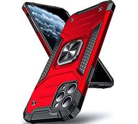 DASFOND Designed for iPhone 11 Pro Case, Military Grade Shockproof Protective Phone Case Cover with Enhanced Metal Ring Kickstand [Support Magnet Mount] for iPhone 11 Pro 5.8 inch, Red